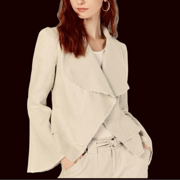 NWOT International Concepts INC Size Medium Linen Ruffle-Hem Raw Edges Jacket - Picture 6 of 6